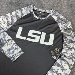 Mens LSU Tigers Colosseum Gray Digital Camo OHT Military LS T-Shirt 1XT Tall NWT